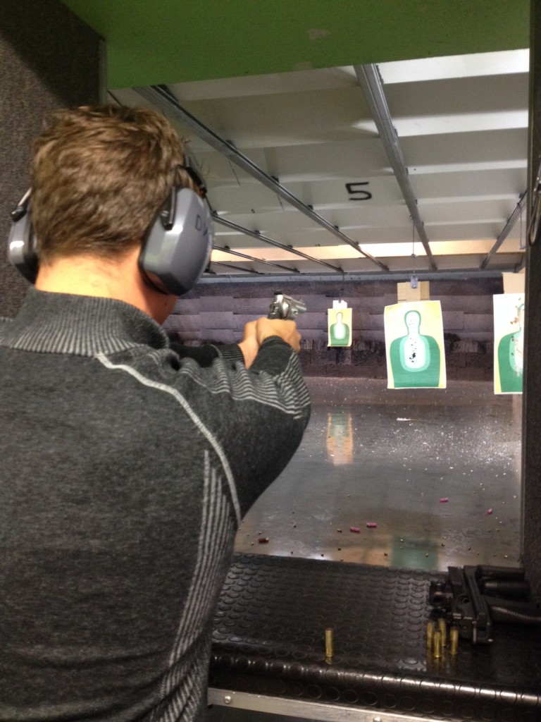 Me firing the S&W 500 and DVC Vancouver Gun Range