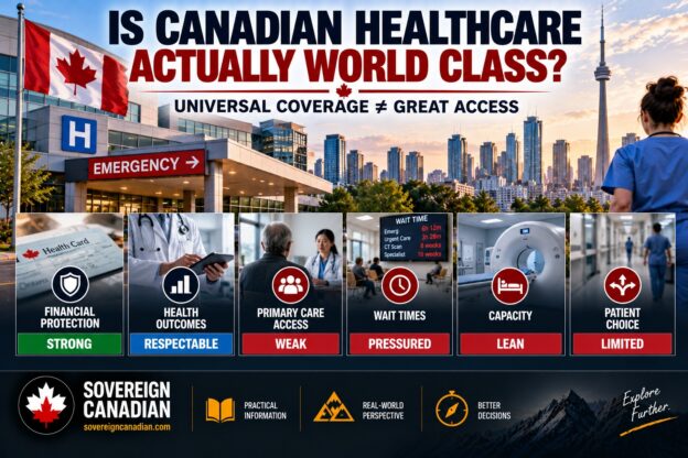 Canadian healthcare system comparing universal coverage, health outcomes, primary care access, wait times, capacity and patient choice