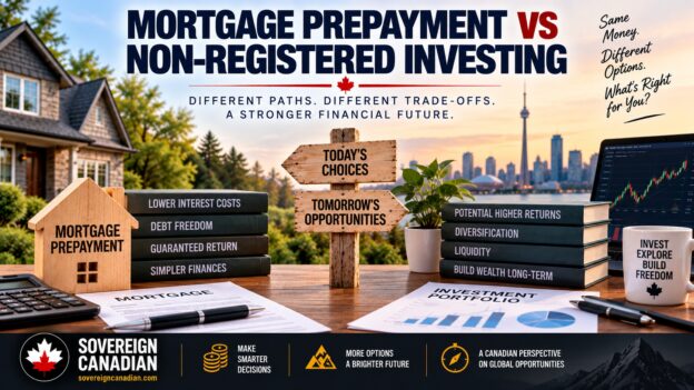 Mortgage prepayment versus non-registered investing in Canada comparing debt reduction with taxable investment returns