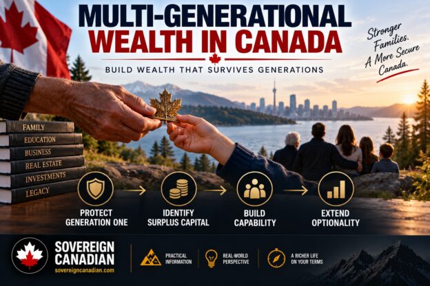Multi-generational wealth in Canada showing capital and opportunity being passed from one generation to the next