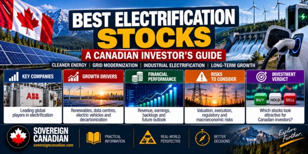 Best electrification stocks for Canadian investors, featuring ABB, electrical grid infrastructure, renewable energy, EV charging, financial performance, growth opportunities and investment risks.