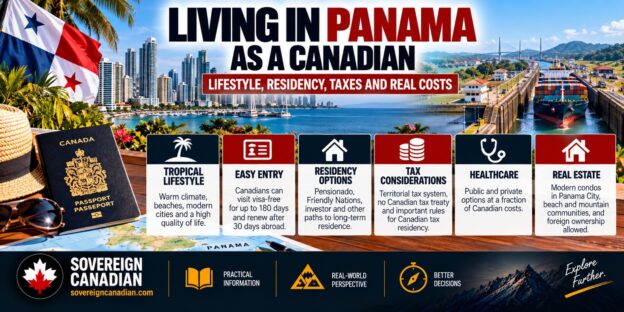 Living in Panama as a Canadian showing Panama City, the Panama Canal, Canadian passport, residency, taxes, healthcare and real estate
